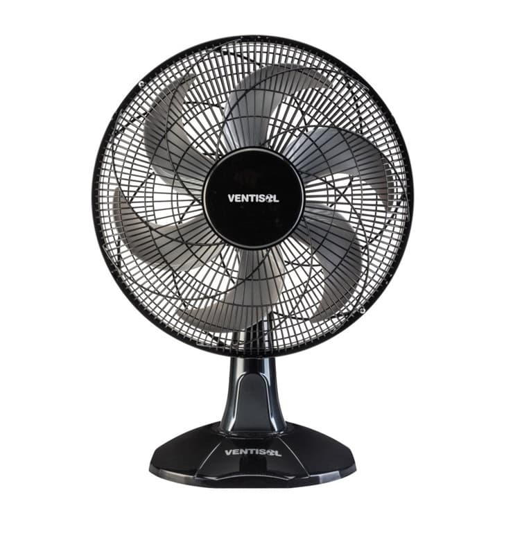VENTILADOR DE MESA 40CM VENTISOL TURBO 110V 80W PRETO HEL-6PÁS CINZA - CONTROLE DE VELOCIDADE - ADAPTA-SE NA PAREDE