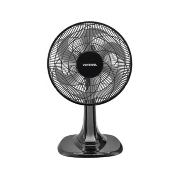 VENTILADOR DE MESA 30CM VENTISOL TURBO 110V080W PRETO HEL-6PÁS CINZA - CONTROLE DE VELOCIDADE - ADAPTA-SE P/PAREDE