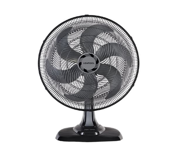 VENTILADOR DE MESA 50CM VENTISOL TURBO 110V135W PRETO HEL-6PÁS CINZA - CONTROLE DE VELOCIDADE - SE ADAPTA NA PAREDE