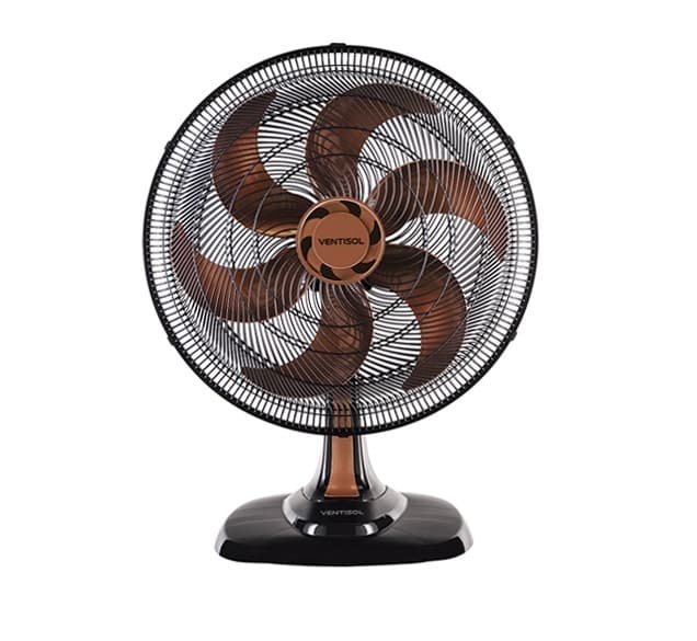 VENTILADOR DE MESA 50CM VENTISOL TURBO 6PÁS 110V 135W PRETO HEL-BRONZE - CONTROLE DE VELOCIDADE - SE ADAPTA P/PAREDE