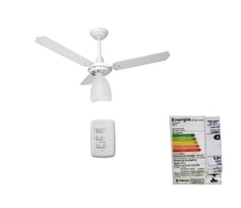 Ventilador de Teto Loren Sid Lumi M3 220V127W03,0UF Branco 3Pás Acrílicas Chave 3Velocidades + Maior Ventilação