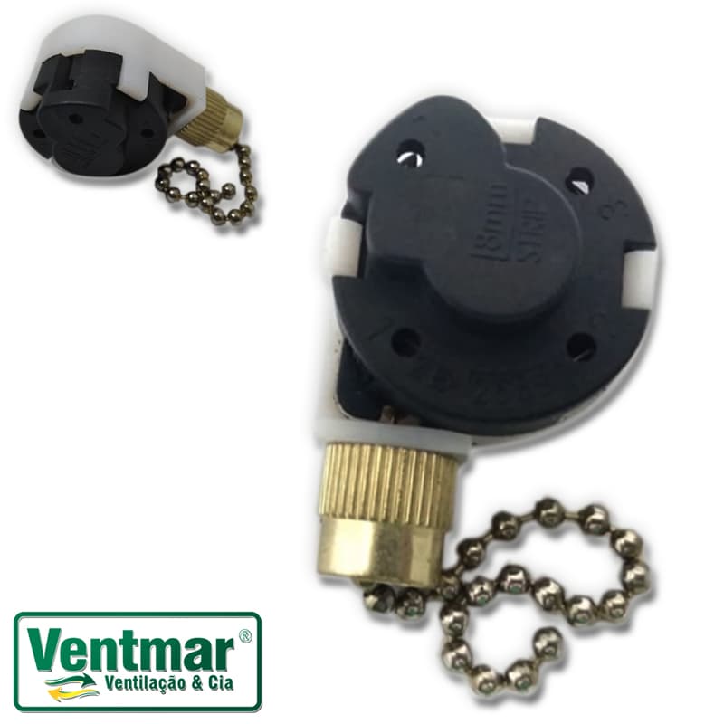 CHAVE CORRENTINHA P/VENTILADOR DE TETO TRON PARIS - COMANDO DE 3-VELOCIDADES - INTERRUPTOR ZE 268 S2 - LIGA MOTOR IMPORTADO - foto 1 de 4