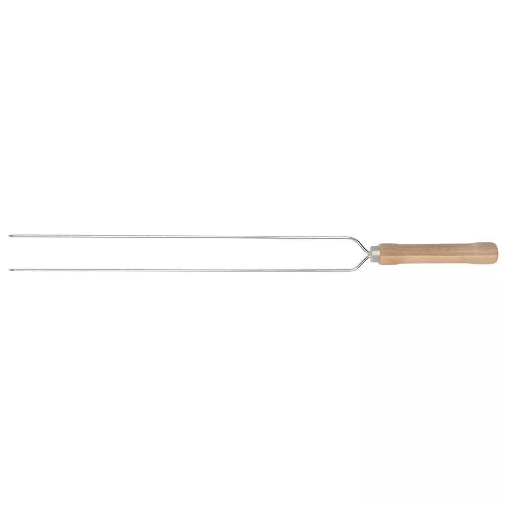 ESPETO P/CHURRASCO - ESPETO DUPLO P/CHURRASCO COM CABO DE MADEIRA 55CM - MOR 3206 - foto 1 de 2