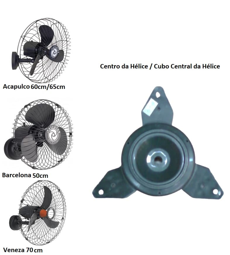 CENTRO CUBO DA HELICE P/VENTILADOR SOLASTER GOAR 50CM/60CM/70CM PRETO - BARCELONA PLUS 50CM ACAPULCO PLUS 60CM VENEZA PLUS 70CM - foto 1 de 3