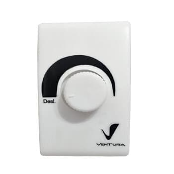 CHAVE P/ VENTILADOR DELTA VENTURA 50/60CM - CONTROLE DE VELOCIDADE ROTATIVO BIV C/DIMER ATÉ 0200W - COMPACTA CAIXA FUNDO BRANCA 7X8CM