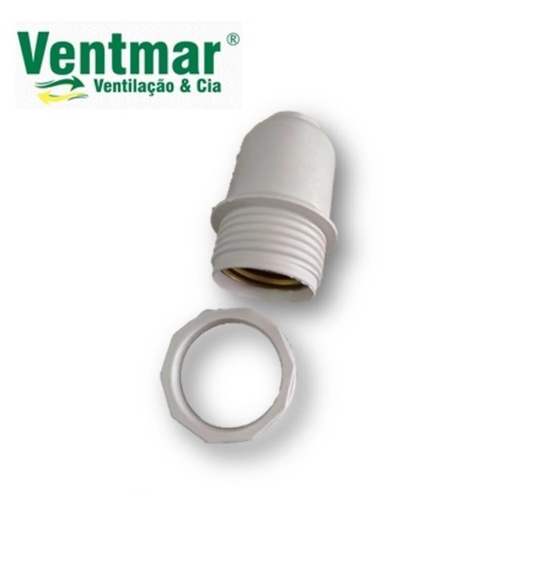 SOQUETE PLÁSTICO P/VENTILADOR DE TETO VENTI-DELTA LIGHT TRON BÚZIOS - COR BRANCA C/PORCA PLÁSTICA P/TULIPA - foto 1 de 3
