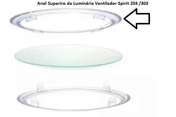 ANEL SUPERIOR DA LUMINáRIA DO VENTILADOR SPIRIT VT203 VT303 CRISTAL - ANEL SUPERIOR DA LUMINáRIA DO VENTILADOR SPIRIT VT 203 E VT 303 CRISTAL - foto 1 de 2