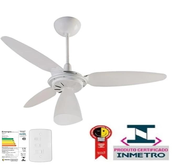 VENTILADOR DE TETO VENTISOL WIND LIGHT PREMIUM 110V04,0UF COR BRANCA 3PAS INJETADAS BRANCAS CHAVE 3VELOCIDADES - CONSUMO A - foto 1 de 2