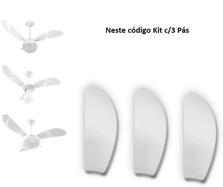 Pá HéLICE PARA VENTILADOR VENTI-DELTA NEW LIGH DELTA CLEAN DELTA SLIM *KIT C/03 PáS* - TUBA PLáSTICA COR BRANCA 3FUROS P/GARRA PEQUENA - foto 1 de 2