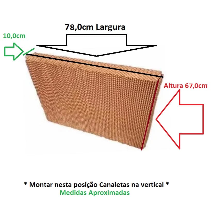COLMEIA P/CLIMATIZADOR - E10,0X L78,0 X A/C067,0CM TRASEIRA MEGA BRISA MB70 MC70 - PAINEL EVAPORATIVO 06778-10 - foto 1 de 1
