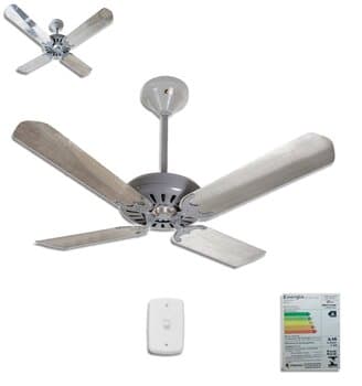 Ventilador de Teto Ventmar Comercial Super Ciclone 110V135W10,0Uf Apolo Iv Cinza 4Pás Alumínio Chave Reversão - P/área Gourmet S/luminária - Consumo A