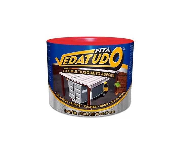 FITA ADESIVA MULTIUSO 15CMX10MT DRYKO VEDA TUDO - VEDAR DUTOS FLEXÍVEIS COIFAS DE EXAUSTORES CALHAS RUFOS TELHAS TELHADOS...ETC. - foto 1 de 3