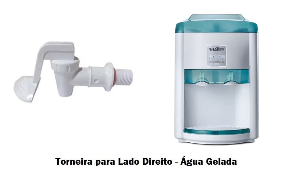 TORNEIRA P/PURIFICADOR LATINA - VENDIDA P/UNIDADE - PA335, BR335, PURITRONIC, PURI-ICE, PURIMIX - LADO DIREITO AGUA GELADA - foto 1 de 2