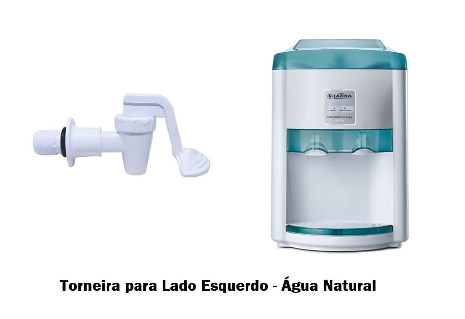 TORNEIRA P/PURIFICADOR LATINA - VENDIDA P/UNIDADE - PA335, BR335, PURITRONIC, PURI-ICE, PURIMIX - LADO ESQUERDO AGUA NATURAL - foto 1 de 2
