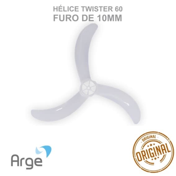 HELICE DE 60CM P/VENTILADOR ARGE STYLO TWISTER A-10 3PÁS E-10,0MM PRD C/TRAVA TRASEIRA