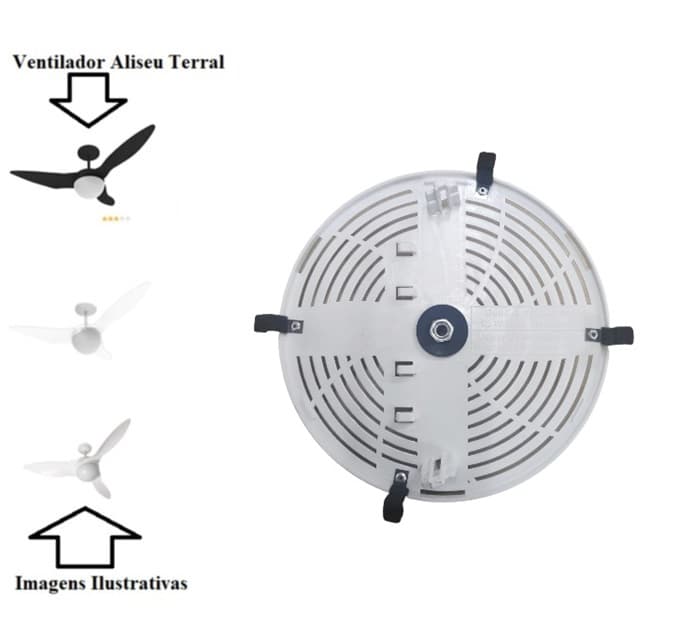 PLAFONIER P/GLOBO TERRAL VENTILADOR DE TETO ALISEU BRANCO -*SEM SOQUETES - SUPORTE DA CÚPULA DE VIDRO C/4-PINÇAS *SEM NIPEL DE FIXAÇÃO