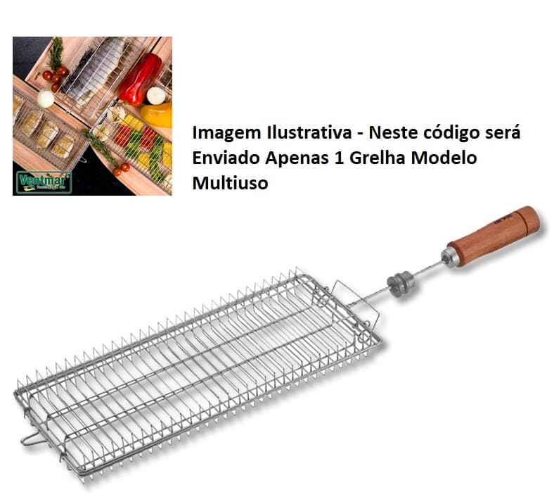 ESPETO GRELHA MULTIUSO P/CHURRASQUEIRA ASSADOR ARKE VITTA PREMIUM VITTA SMART - GRELHA MULTIUSO GIRATÓRIA P/ASSADOR ARKE - foto 1 de 3