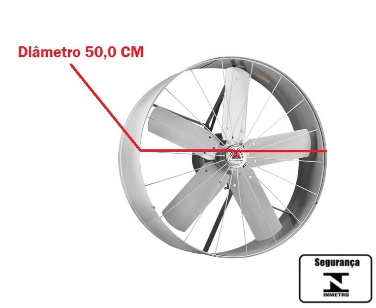 EXAUSTOR DE 50CM VENTI-DELTA TRIFÁSICO 220V-380V ALTA VAZAO 06500M3/H 1/3CV 1538RPM - AXIAL INDUSTRIAL - SEM CHAVE REVERSAO - foto 1 de 3