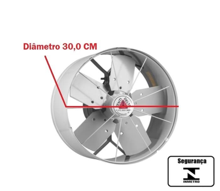 EXAUSTOR DE 30CM VENTI-DELTA 220V130W USO COMERCIAL - COR CINZA - ALTA VAZÃO-01200M3H - BAIXA ROTAÇÃO-1720RPM 1/4CV - C/CHAVE REVERSÃO - foto 1 de 4