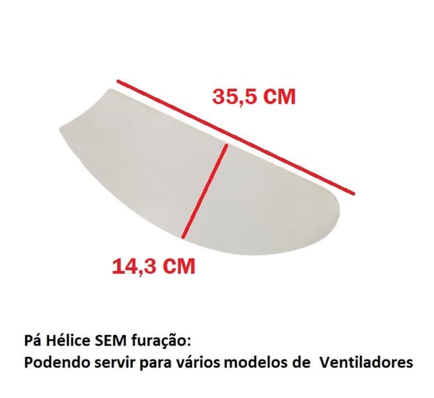 PÁ HELICE P/VENTILADOR DE TETO MDF TUBA FLY COR BRANCA -*VENDIDA P/UNIDADE - SEM/FURACAO SERVE P/VARIAS MARCAS: ARGE CICLONE LOREN SID TRON VENTI-DELT - foto 1 de 3