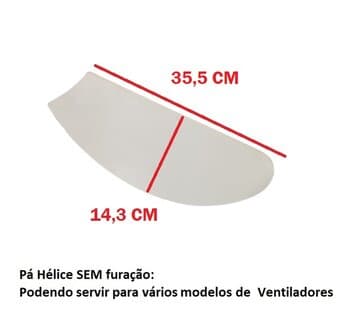 PÁ HELICE P/VENTILADOR DE TETO MDF TUBA FLY COR BRANCA -*VENDIDA P/UNIDADE - SEM/FURACAO SERVE P/VARIAS MARCAS: ARGE CICLONE LOREN SID TRON VENTI-DELT