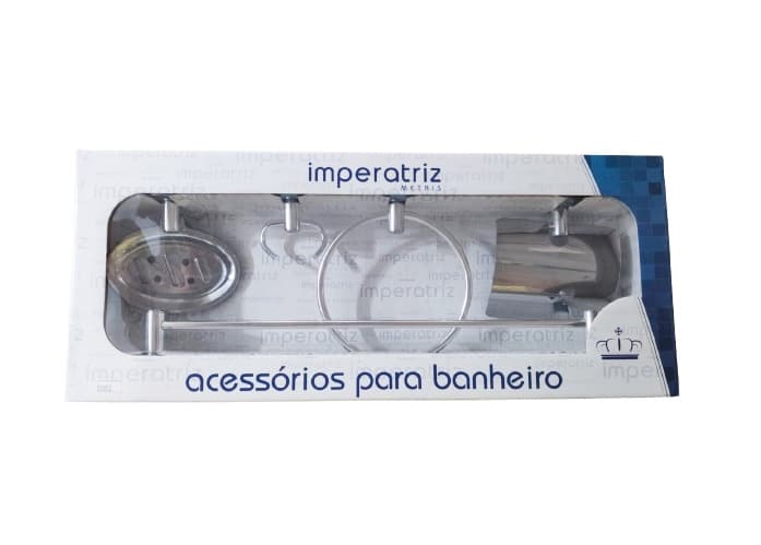 KIT DE ACESSORIOS P/BANHEIRO COM 5 PECAS METAL CROMADO - 5 PECAS IMPERATRIZ - foto 1 de 2