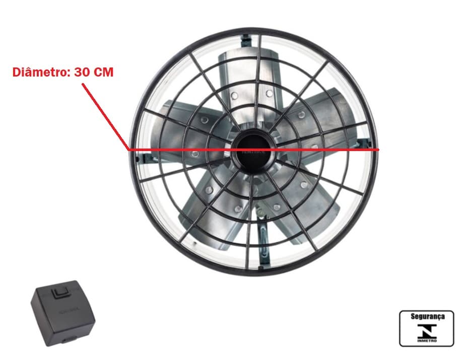 EXAUSTOR DE 30CM VENTISOL 220V130W USO COMERCIAL 5PAS CINZA ALTA VAZÃO-1500M3/H BAIXA ROTAÇÃO-1650RPM - C/CHAVE REVERSÃO - foto 1 de 4