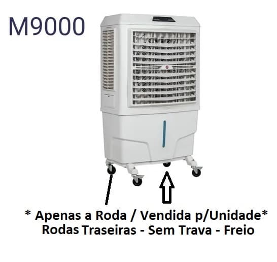 RODA RODÍZIO P/CLIMATIZADOR BEM ESTAR BE9000/ MWM M9000 - 75X21MM - MÓVEL TRASEIRA SEM TRAVA - *VENDIDA P/UNIDADE - foto 1 de 3