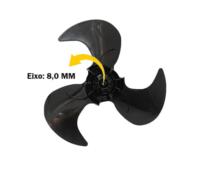 HELICE DE 40CM P/VENTILADOR ARNO 40CM 3PAS PRETA - VE40 VERSATILE VR40 - F08,0MM C/TRAVA CRUZETA - HELICE ARNO 40CM - foto 1 de 3