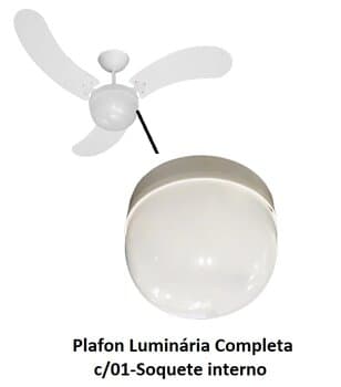LUSTRE PLAFON P/VENTILADOR DE TETO VENTI-DELTA NEW MONTANA PARATY - BRANCO C/GLOBO PLÁSTICO 20CM 1-SOQUETE