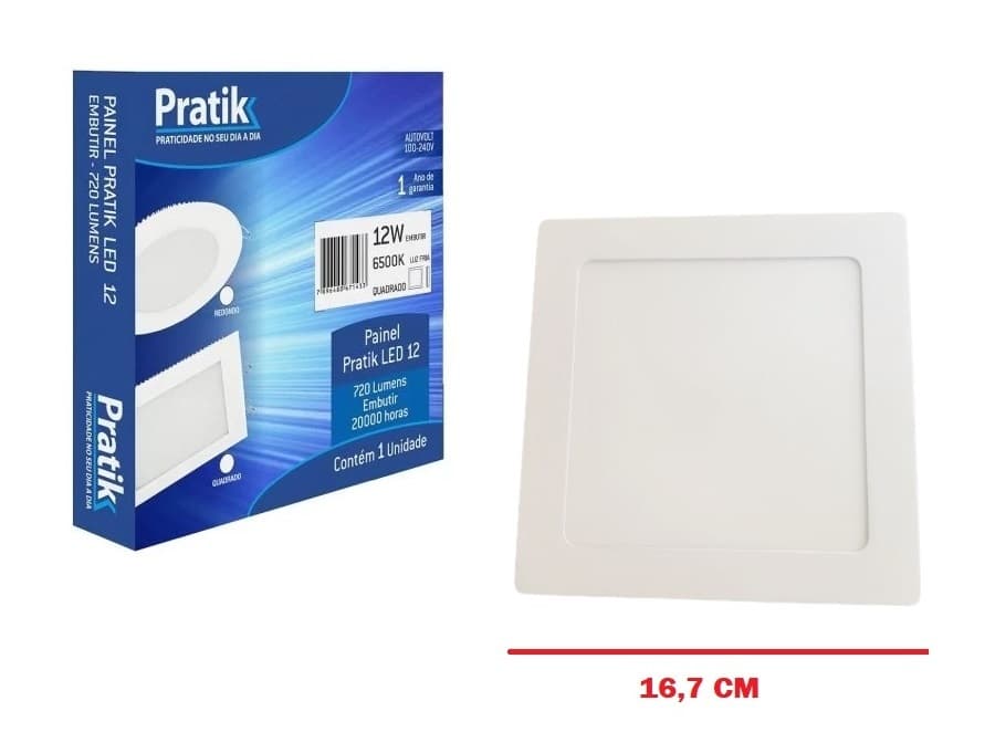 LUMINÁRIA PLAFON PAINEL LED EMBUTIR QD16,0CM P/VENTILADOR DE TETO - 12W6500KBIV BRANCA B/BRANCA - PRATIK 720 Lumens - foto 1 de 3