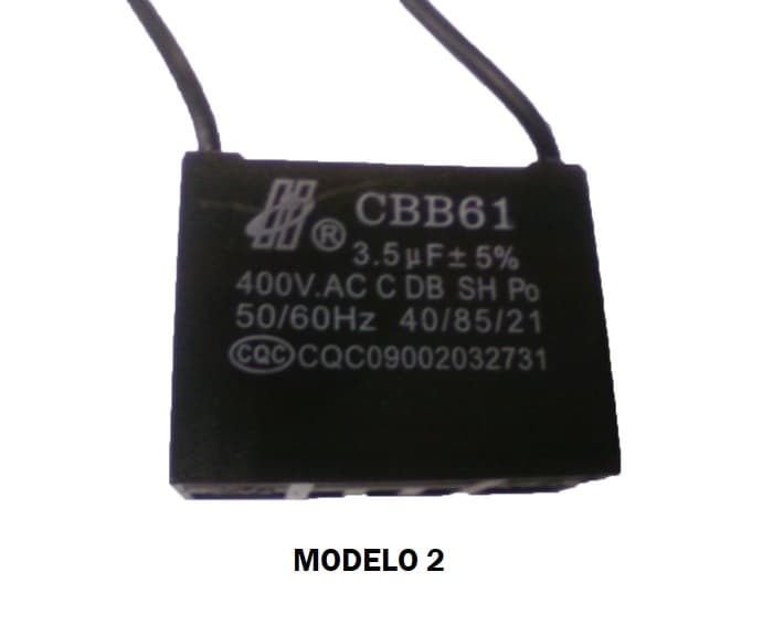 CAPACITOR 003,5UF 2FIOS QD 400VAC - P/VENTILADOR VENTISOL - VENTI-DELTA VENTURA - foto 1 de 2