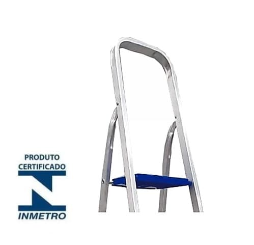 ESCADA DE ALUMINIO DOMESTICA 08 DEGRAUS - F2,41 / A2,22 / PATAMAR 180CM / PESO 5,10KG - REAL ESCADAS RESIDENCIAS C/ALCA LONGA P/MELHOR APOIO - foto 1 de 4