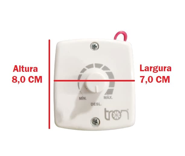 CHAVE P/VENTILADOR TRON DE PAREDE 50/60CM MOTOR ATE 200W - C/CAIXA FUNDO MINI 7X8CM - CONTROLE C/DIMER ROTATIVO BIVOLTS 200W COM CLIQUE - foto 1 de 3