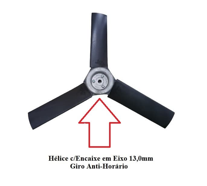 HELICE P/CLIMATIZADOR CLIMATIZZE EAZY FIX GIRO 3PÁS F13,0MM - FIBRA C/CENTRO METAL- G/ANTI HORÁRIO D49CM - foto 1 de 3