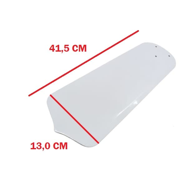 PÁ HÉLICE P/VENTILADOR DE TETO LOREN SID LUMI M1 M2 - MDF RETA BRANCA - *VENDA P/UNIDADE - ESP.3,0MM L13,0XC41,0CM P/GARRA MAIOR C/3 FUROS - foto 1 de 3