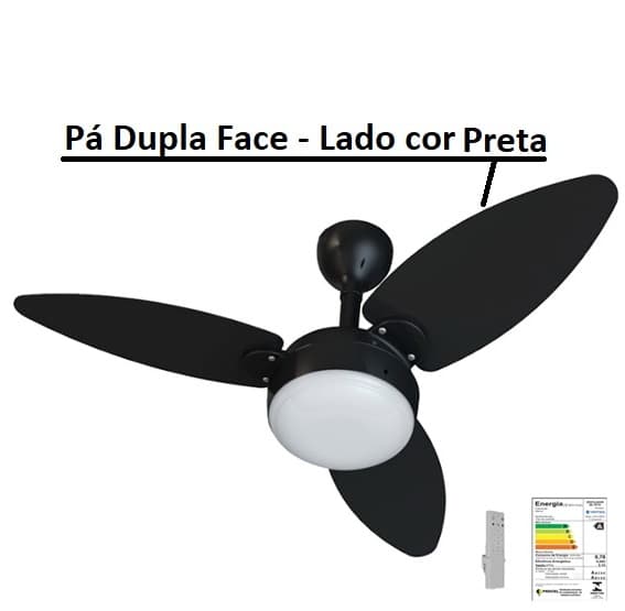 VENTILADOR DE TETO VENTISOL ELLUZ INVERTER BIV110V-220V30W 3PAS MD BALA DUPLA FACE COR PRETA-TABACO C/CONTROLE REMOTO 6-VELOCIDADES - foto 1 de 3