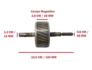 ROTOR DO MOTOR VENTILADOR SOLASTER GOAR 70CM VENEZA VENEZA PLUS - EIXO-12MM ROSCA EXTERNA - C/ROL C/TRAVA TRASEIRA - CAMPO MAGNÉTICO-25,0MM / COMPRIME