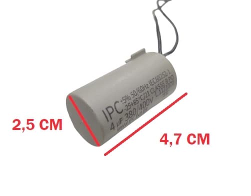 CAPACITOR 004,0UF 2FIOS RD 380VAC/400VAC P/VENTILADOR TRON/ ALISEU INSPIRE NANO/ VENTI-DELTA/ LOREN-SID/ EXAUSTOR VENTI-DELTA-220VOLTS - foto 1 de 4