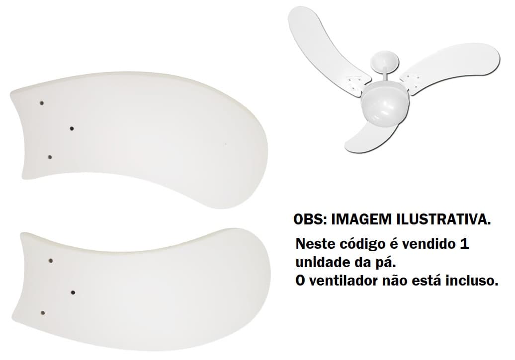 PÁ HÉLICE P/VENTILADOR DE TETO VENTI-DELTA - PÁ MDF ARTE MINI COR BRANCA FUROS P/GARRA GRANDE - RIOPRELUSTRES/PRIMAVERA/VENTISOL - *VENDIDA P/UNIDADE - foto 1 de 4