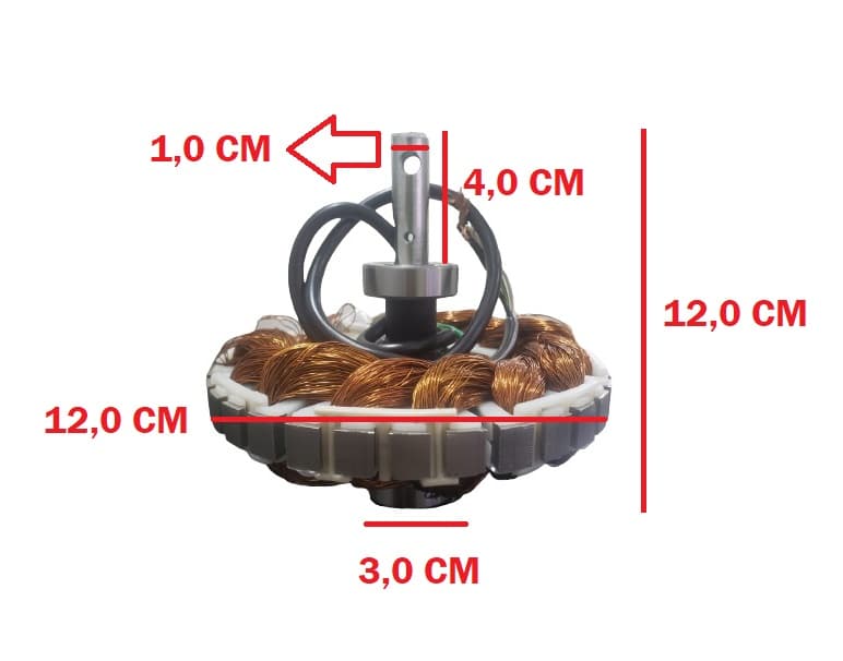 ESTATOR BOBINADO MOTOR VENTILADOR TETO LOREN SID 110V10,0UF MOTOR M2 ANEL MENOR C/2-ROLAMENTOS 6201ZZ - EIXO VAZADO COM ROSCA P/LUMINÁRIA - foto 1 de 4
