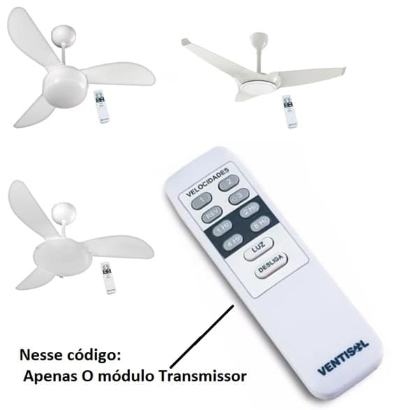 MODULO TRANSMISSOR CONTROLE REMOTO VENTILADOR DE TETO VENTISOL CR0394 BIVOLTS - *APENAS O MODULO TRANSMISSOR MANUAL - foto 1 de 3