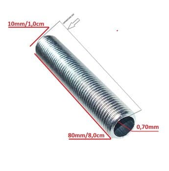NIPEL NIPLE DE METAL C/ROSCA 10,0MM - COMPRIMENTO 08CM 10CM DIÂM.PADRÃO/MEDIDA ESPECIAL - P/INSTALAR LUMINÁRIA EM VENTILADOR DE TETO