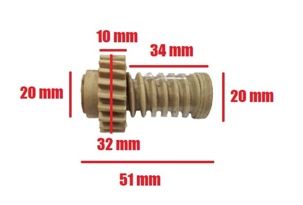 ENGRENAGEM COM ROSCA SEM FIM P/VENTILADOR LOREN SID - TURBO OSC. ANTERIORES - MESA, COLUNA, PAREDE E ORBITAL DE 30/40/50/60CM - MEDIDA TOTAL 4,30MM - foto 1 de 5
