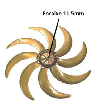 HÉLICE DE 60CM P/VENTILADOR DÔMINA 8PÁS E-11,5MM COR DOURADA - OCTOPUS 60CM - PONTA REDONDA C/TRAVA TRASEIRA