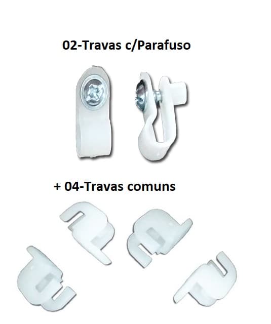 TRAVA PLÁSTICA P/GRADE VENTILADOR VENTISOL - KIT COM 06 UNIDADES MODELOS ATUAL - 04 TRAVAS COMUNS + 02 TRAVAS MX-1649 C/PARAFUSO - foto 1 de 1