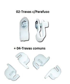 TRAVA PLÁSTICA P/GRADE VENTILADOR VENTISOL - KIT COM 06 UNIDADES MODELOS ATUAL - 04 TRAVAS COMUNS + 02 TRAVAS MX-1649 C/PARAFUSO