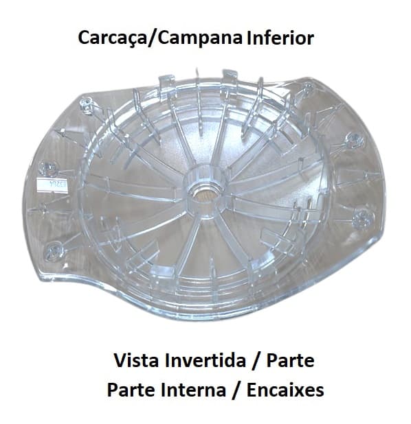 CARCAÇA DO MOTOR VENTILADOR SPIRIT VT200 2PÁS PLÁSTICA COR CRISTAL INFERIOR P/VT201 VT202 - *VENDIDA P/UNIDADE - foto 1 de 3