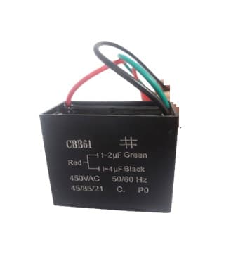 CAPACITOR 006,0UF 3FIOS 2,0+4,0MF QD 450VAC CBB61 - P/VENTILADOR DE TETO ARGE ECONOMIC 110V / VENTILADOR ALISEU SLIM / EXAUSTOR VENTI-DELTA 40CM BIV - foto 1 de 1