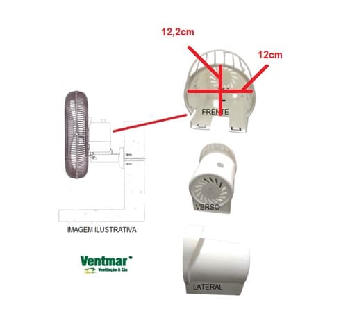 CAPACETE DO MOTOR VENTILADOR LOREN SID TUFãO TURBO BRANCO 30/40CM C/ALçA ANTERIOR - foto 1 de 2